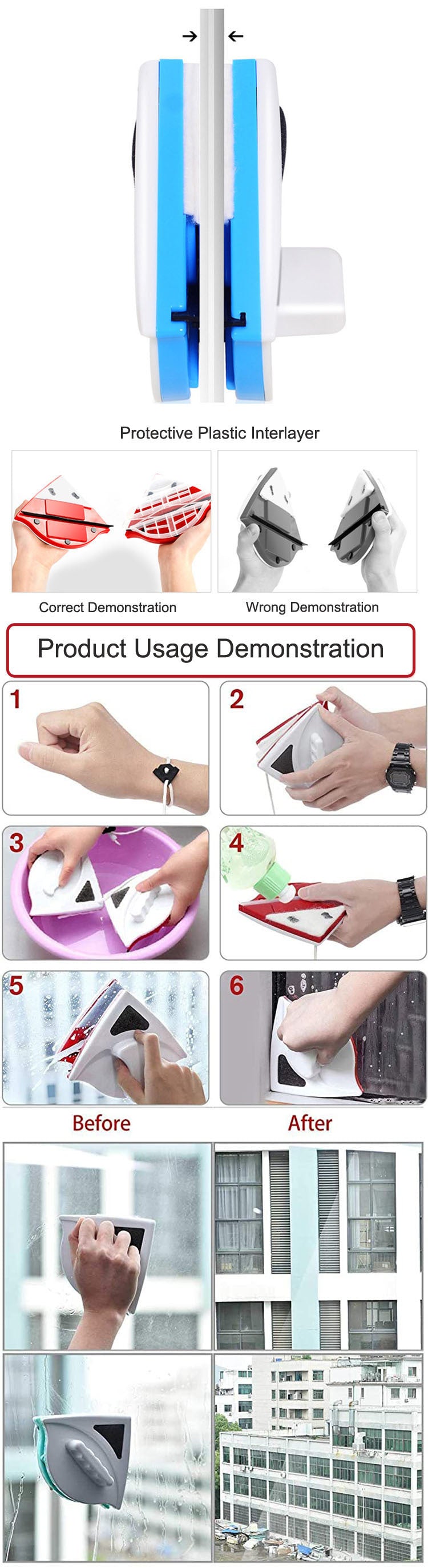 double-layer magnetic glass wiper cleaning tool product