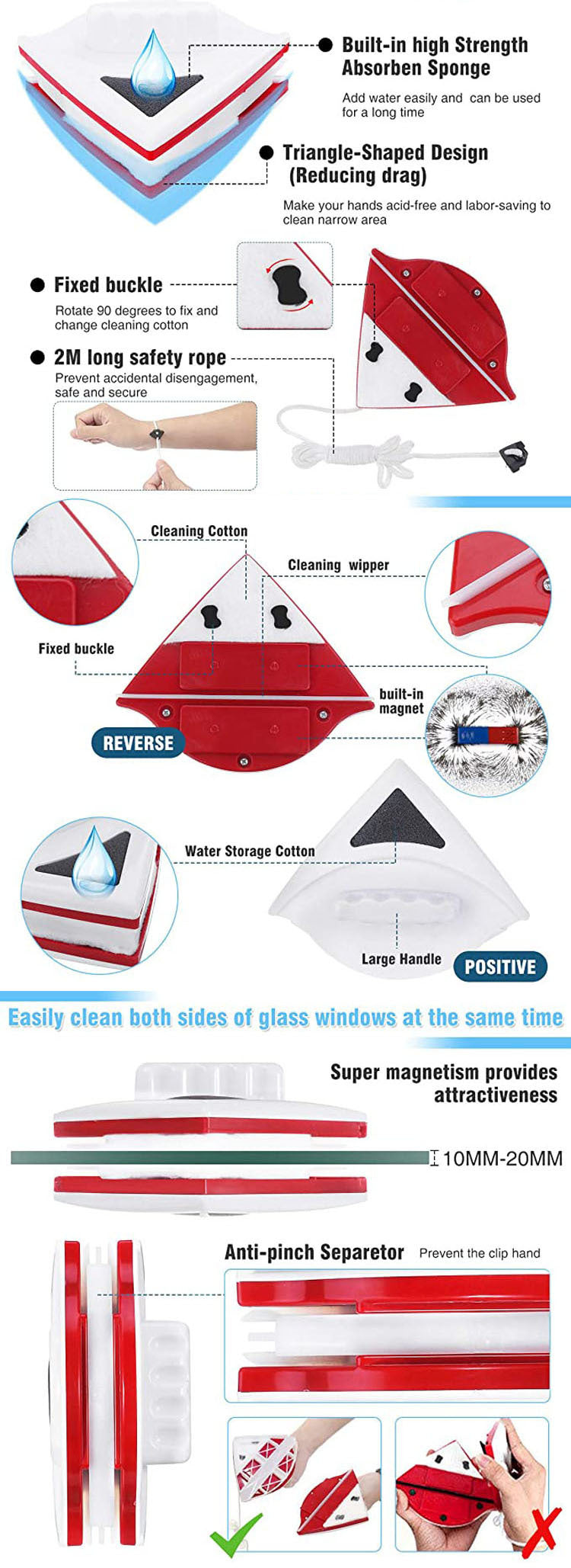 double-layer magnetic glass wiper cleaning tool product