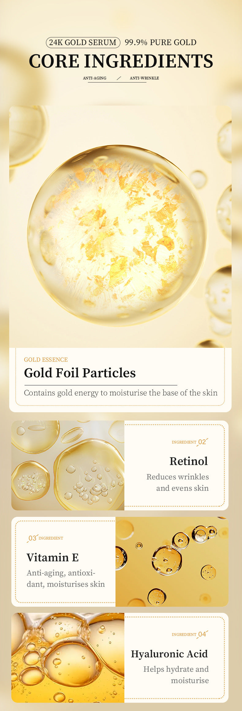 24K Gold Foil Vitamin Face Serum