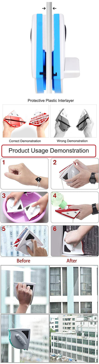 double-layer magnetic glass wiper cleaning tool product
